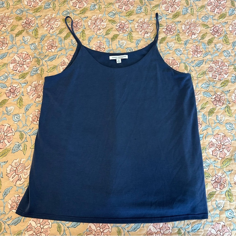 Green Envelope Navy Blue Spaghetti Strap Women’s Tank Top